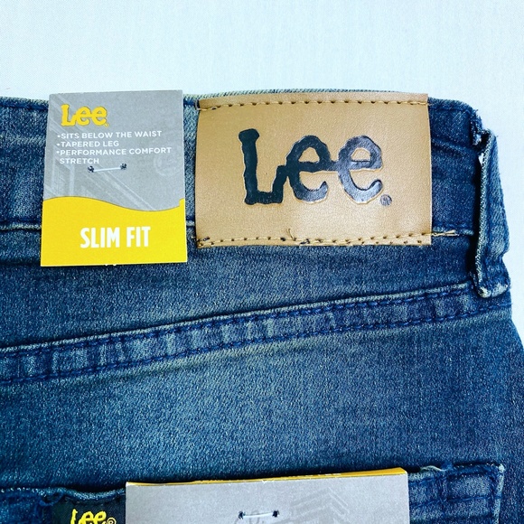NEW Slim Fit Lee Stretch Jeans Blue Denim Tapered - Picture 10 of 10
